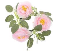 RORPOIR Artificial Camellia Candle Wreath Ring Small Faux Flower Candle Ring for Dining Table Decoration Wedding Party Home Chic Centerpiece with Realistic Design and Warm Atmosphere