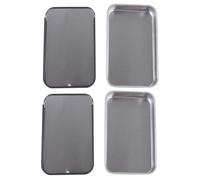 RORPOIR Bird Food Box Small Iron Case 2pcs Stainless Steel with Push-pull Sliding Lid, Large Capacity Simple Black Design for Bird Feeding and Outdoor Training