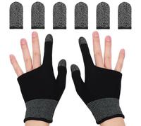 RORPOIR Breathable Gaming Gloves with Elastic Cuff and Finger Covers Protection, Black Nylon Graphene Finger Sleeves for Mobile Phone Touchscreen Activities and Comfortable Gaming