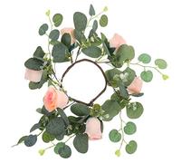 RORPOIR Candlestick Garland Front Door Decor Wall Decoration Artificial Flower Decoration Silk Rose Wreath Summer Table Decorations Roses Garland Artificial Eucalyptus Candle Ring Conical