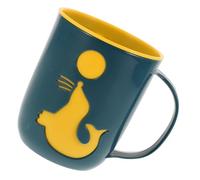 RORPOIR Cartoon Dolphin Toothbrush Mug for Babies, Plastic Mouthwash Rinse Cup with Handle, Navy Travel Bathroom Care Cup for Boys and Girls and Family Use