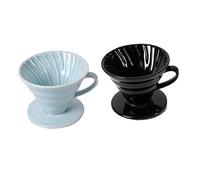RORPOIR Ceramic Cone Coffee Filter Cup Sky Blue Dripper for 1-2 People Handmade Ceramic Coffee Strainer Spiral Design for Home and Office Brewing