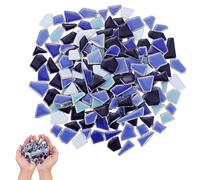 RORPOIR Ceramic Mosaic Tiles Blue Irregular Pieces Handmade Mosaic Garden Path Safe Material 200g DIY Crafting