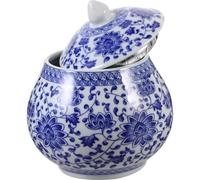 RORPOIR Ceramic Tea Caddy Keeps Food Dry and Protects against Moisture 800ml Convenient Canister with Airtight Lid Blue Storage Jars in Retro Style for Kitchen and Dining Table