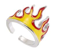 RORPOIR Creative Fire Design Finger Ring Hip Hop Style Metal Open Ring Smooth and Comfort Fit Decorative for Occasions