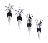 RORPOIR Creative Silver Wine Stoppers 4pcs Set, Stainless Steel Sturdy and Wear-Resistant Bottle Plugs for Wine and Sparkling Wine Preservation, for Parties and Home Use