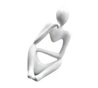 RORPOIR Decorative Abstract Thinker Statue in White Resin Smooth Surface, Unique Artistic Tabletop Decor for Bookshelf or Living Room, Modern Home Sculpture Accent