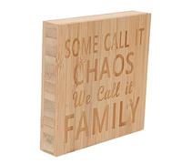 RORPOIR Decorative Block Sign Plaque Some Call It Chaos We Call It Family Bamboo Material Home Office Decor for Family Gatherings