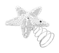 RORPOIR Disco Tree Top Star Mirror Glass 15cm Glitter Star Christmas Tree Topper Easy to Install Silver Holiday Ornament