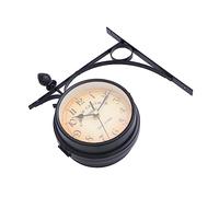 RORPOIR Double-sided Wall Clock Black Iron Round Silent Battery Operated Decorative Hanging Clock for Living Room Home Decor