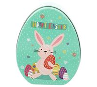 RORPOIR Easter Party Gift Tinplate Box Lid Rabbit Pattern Candy Container Empty Cookie Storage Case for Treats Holiday Decor Small Item Holder