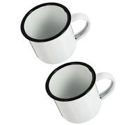 RORPOIR Enamel Drinking Cup 2Pcs White for Office Travel Multi Purpose