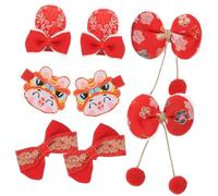 RORPOIR Girls' Fashion Bow Hairpin Set 8 Pieces Macrame Tassel Clips Red Pink Bow Patterns for Hair Accessories