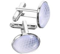 RORPOIR Golf Shape Cufflinks for Men, Silver Metal and Glass, Light Weight 1 Pair, Elegant Shirt Accessory for Wedding and Business Partnerships