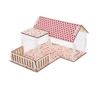 RORPOIR Hamster House Toy with Acrylic Design and Wooden Climbing Ladder Double-layer Safe Hiding Place for Small Pets and Hamsters Accessory
