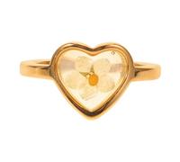 RORPOIR Handmade Gold Plated Stainless Steel Flower Jewelry Ring for Women Pressed Blossom Heart Statement Finger Ring Comfortable Lightweight Dried Floral Accessory gift for for for for for for