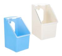 RORPOIR Hanging Bird Feeder 2Pcs Plastic Pigeon Feeding Containers with Covers, Single Hole Design for Pigeons and Parrots, Suitable for Poultry Coop and Outdoor Aviary, Blue and White