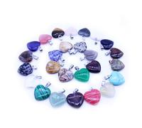 RORPOIR Heart Pendants Pretty Delicate Heart-shaped Charms 20pcs Natural Stone 16mm Random Color for Jewelry Making and DIY Crafts Suitable for Bracelets and Gift Accessories