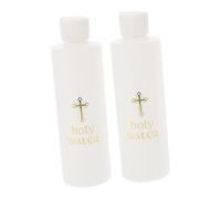 RORPOIR Holy Water Bottles 2pcs 250ML Refillable Catholic Christian Dispenser Creative Cross Pattern Lightweight for Home Church Easter Travel