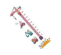 RORPOIR Kids Height Sticker Wall Decals for Bedroom, Cartoon Tower Crane Design, 2pcs 30x90cm, Removable Wall Decoration for Children’s Room