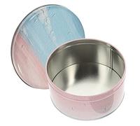 RORPOIR Metal Cookie Tin with Lid Small Round Cookie Box Candy Jar Vintage Style Party Storage Container for Snacks and Biscuits - Powder Blue Design