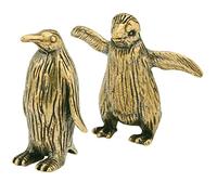 RORPOIR Mini Brass Penguin Figurines 2pcs Mini Penguin Decor in Retro Style for Desktop, Christmas and Birthday Cake Decoration