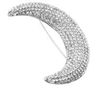 RORPOIR Moon Shape Rhinestone Brooch Pin for Women Durable Lapel Pin for Suit Hat Shawl and Clothing Accessories Aesthetic Jewelry Decor