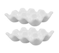 RORPOIR Multi-functional Ceramic Egg Holder for Kitchen and Fridge Space-saving Egg Storage Tray Easy to Clean and Non-slip White Design for Home Use