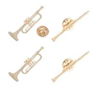 RORPOIR Musical Instrument Creative Music-inspired Design Featuring Alloy 4pcs Brooch Set Miniature Trumpet and Flute Lapel Pins with Strong and Beautiful Finish, Accessory for Dress