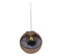 RORPOIR Natural Coconut Shell Curved Hanging Bird Bed Bird Nest with Cozy Pad Enhancing Snuggle Comfort for Parakeet and Parrot in Small Animal Habitats