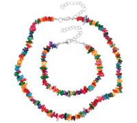 RORPOIR Necklace Bracelet Set Natural Stone Beach Style 2 Pieces
