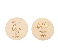 RORPOIR New Baby Milestone Cards 2pcs Wooden Infant Growing up Cards for Baby's Memory