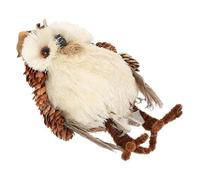 RORPOIR Owl Figurine with Straw Material and Vivid Modeling Design Creative Desktop Bird Ornament for Home Decoration