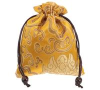 RORPOIR Pouch to Features and Storage Easy Versatile, Clean with Jewelry Silk Drawstring in Bag Yellow Elegant Chinese Style Coin Purse for Storing Keys, Necklaces, and Bracelets