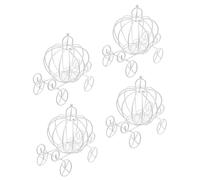 RORPOIR Pumpkin Carriage Candy Boxes for 4pcs Iron Elegant, White and Vintage Gift Boxes Romantic Princess-style Table Decor Birthday Party Wedding Favour
