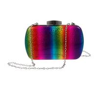 RORPOIR Rainbow Colour Clutch Bag PU Elegant Handbag for Party | Easy Open and Close, Practical Design, Evening Use, Business Events, Unique Match Style