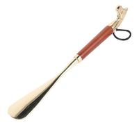 RORPOIR Shoe Lifter Long Handled Metal Brass Lion Head Solid Wood 32Cm Shoe Horn with Comfortable to Hold for Home Use and Seniors