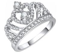 RORPOIR Silver Alloy Women Crown Ring with Heart Design Creative Finger Decoration for Stylish Knuckle Band Comfortable Jewelry Gift for Birthday Wedding Anniversary