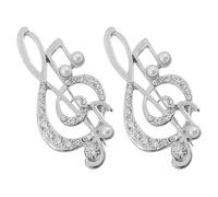 RORPOIR Silver Music Note Brooch Pins to Brighten and Decorate Clothing for Women 2pcs Zinc Alloy Metal Pins Unique and Delicate Design for Festival or Everyday Wear