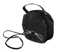 RORPOIR Small round Creative PU Shoulder Bag Leopard for Ladies | Cat Ears Design, Black Color, Large Capacity, Portable Daily Storage, Banquet and Birthday Gift Use