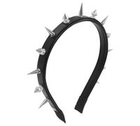 RORPOIR Spiked Headband Distributes Hair Volume and Relieves Scalp Pressure Gothic Punk with Black Pu Leather and Silver Zinc Alloy Rivets, 3d Spike Design for Women for Halloween Party