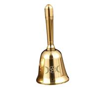 RORPOIR Three-phase Moon Pentagram Bell Brass Handheld Altar Bell Tarot Meditation Craft for Ritual and Altar Supplies