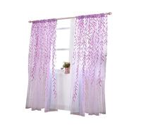 RORPOIR Transparent Voile Curtains with Wicker Pattern Sheer Window Screen for Bedroom Living Rod Pocket Design Purple