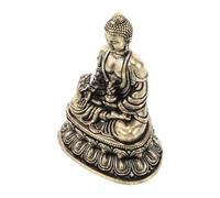 RORPOIR Vintage Brass Buddha Sculpture Small Desktop Buddha Statue Retro Brass Figurine Indoor Tabletop Decor for Home Religious Offering and Meditation