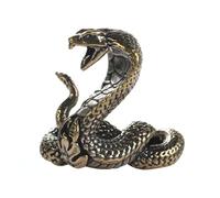 RORPOIR Vintage Brass Snake Ornament Miniature Cobra Figurine for Home and Office Decor Retro Animal Statue Symbolizing Wisdom and Transformation Unique Desktop Decoration
