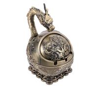 RORPOIR Vintage Portable Decorative Ashtray with Lid, Wind-proof Metal Dragon Design for Indoor and Outdoor Use, for Home, Office, Patio, and Giving