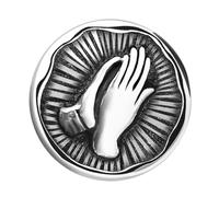 RORPOIR Vintage with Premium Quality Material Silver Alloy Praying Badge Assumpio Brooch Sacred Hand Collar Pin Classic Design for Stick on Collar or Front of Clothes