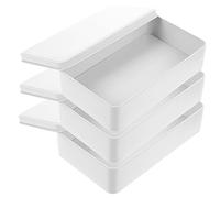 RORPOIR White Tinplate Storage Box Set 3 Pieces Rectangular Metal Tins with Lid 7.48 X 4.72 X 1.89 Inches for Home Organization Candy Jewelry and Small Item Storage