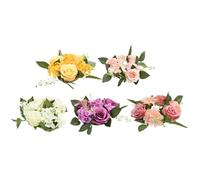 RORPOIR Winter Candle Ring Artificial Flower Candle Wreaths 5pcs Lightweight Plastic and Cloth for Wedding Table Centerpieces and Valentine