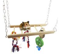 RORPOIR Wood and Metal Hamster Ladder with Swing, Entertaining Design Encouraging Exercise, Small Animal Playground Accessory for Hamsters and Small Pets Random Color